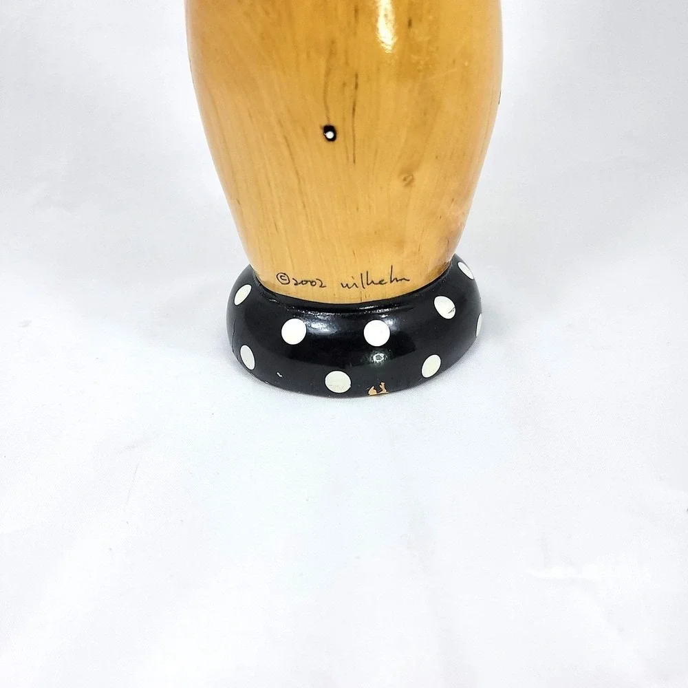 Robert Wilhelm Studio Art Wooden Pepper Mill Grinder Black White Polka Dot 18